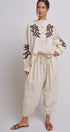 Embroidered Cotton Linen Blouse With Ruffle Collar in Linen - Women's Tops | Urban Daizy