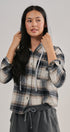 Hooded Plaid Flannel Shacket With French Terry Hood in Black - Women's Shirts & Blouses | Urban Daizy