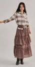Hooded Plaid Flannel Shacket With French Terry Hood in Cocoa - Women's Shirts & Blouses | Urban Daizy