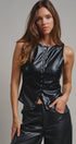 Faux Leather Zip-Front Sleeveless Top in Black - Women's Tanks & Camis | Urban Daizy