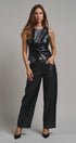 Faux Leather Zip-Front Sleeveless Top in Black - Women's Tanks & Camis | Urban Daizy