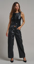 Faux Leather Zip-Front Sleeveless Top in Black - Women's Tanks & Camis | Urban Daizy