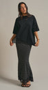 Oversized Cotton Tee with Asymmetric Lace Hem in Black - Women's Fashion | Urban Daizy