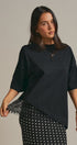 Oversized Cotton Tee with Asymmetric Lace Hem in Black - Women's Fashion | Urban Daizy