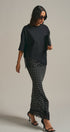 Oversized Cotton Tee with Asymmetric Lace Hem in Black - Women's Fashion | Urban Daizy