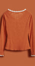 Texas Tailgate Ribbed Lace Trim Henley Top in Burnt Orange - Women's Fashion | Urban Daizy