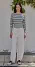 Striped Boat Neck Dolman Sleeve Knit Top in Grey - Women's Sweaters | Urban Daizy