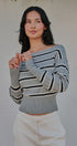 Striped Boat Neck Dolman Sleeve Knit Top in Grey - Women's Sweaters | Urban Daizy