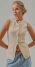 Cotton Knit Button-Front Sweater Vest with Pockets in Khaki - Women's Fashion | Urban Daizy