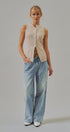 Cotton Knit Button-Front Sweater Vest with Pockets in Khaki - Women's Fashion | Urban Daizy