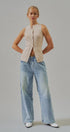 Cotton Knit Button-Front Sweater Vest with Pockets in Khaki - Women's Fashion | Urban Daizy