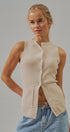 Cotton Knit Button-Front Sweater Vest with Pockets in Khaki - Women's Fashion | Urban Daizy