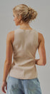 Cotton Knit Button-Front Sweater Vest with Pockets in Khaki - Women's Fashion | Urban Daizy