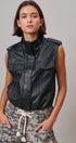 Ground Crew Faux Leather Vest in Black - Women's Vests | Urban Daizy