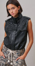 Ground Crew Faux Leather Vest in Black - Women's Vests | Urban Daizy