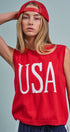 USA Graphic Knit Sleeveless Tank Top in Red - Women's Fashion | Urban Daizy