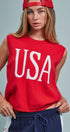 USA Graphic Knit Sleeveless Tank Top in Red - Women's Fashion | Urban Daizy