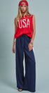 USA Graphic Knit Sleeveless Tank Top in Red - Women's Fashion | Urban Daizy