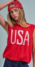 USA Graphic Knit Sleeveless Tank Top in Red - Women's Fashion | Urban Daizy