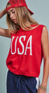 USA Graphic Knit Sleeveless Tank Top in Red - Women's Fashion | Urban Daizy
