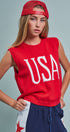 USA Graphic Knit Sleeveless Tank Top in Red - Women's Fashion | Urban Daizy