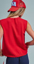 USA Graphic Knit Sleeveless Tank Top in Red - Women's Fashion | Urban Daizy