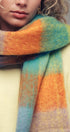 Oversized Checkered Fuzzy Fringe Scarf in Green Multi - Women's Long Scarves | Urban Daizy