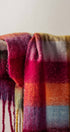 Oversized Checkered Fuzzy Fringe Scarf in Red Multi - Women's Long Scarves | Urban Daizy