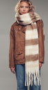 Striped Fringe  Scarf in Brown - Women's Long Scarves | Urban Daizy