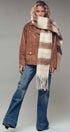 Striped Fringe  Scarf in Brown - Women's Long Scarves | Urban Daizy