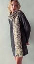 Leopard Jacquard Knit Fringe Scarf in Taupe - Women's Long Scarves | Urban Daizy