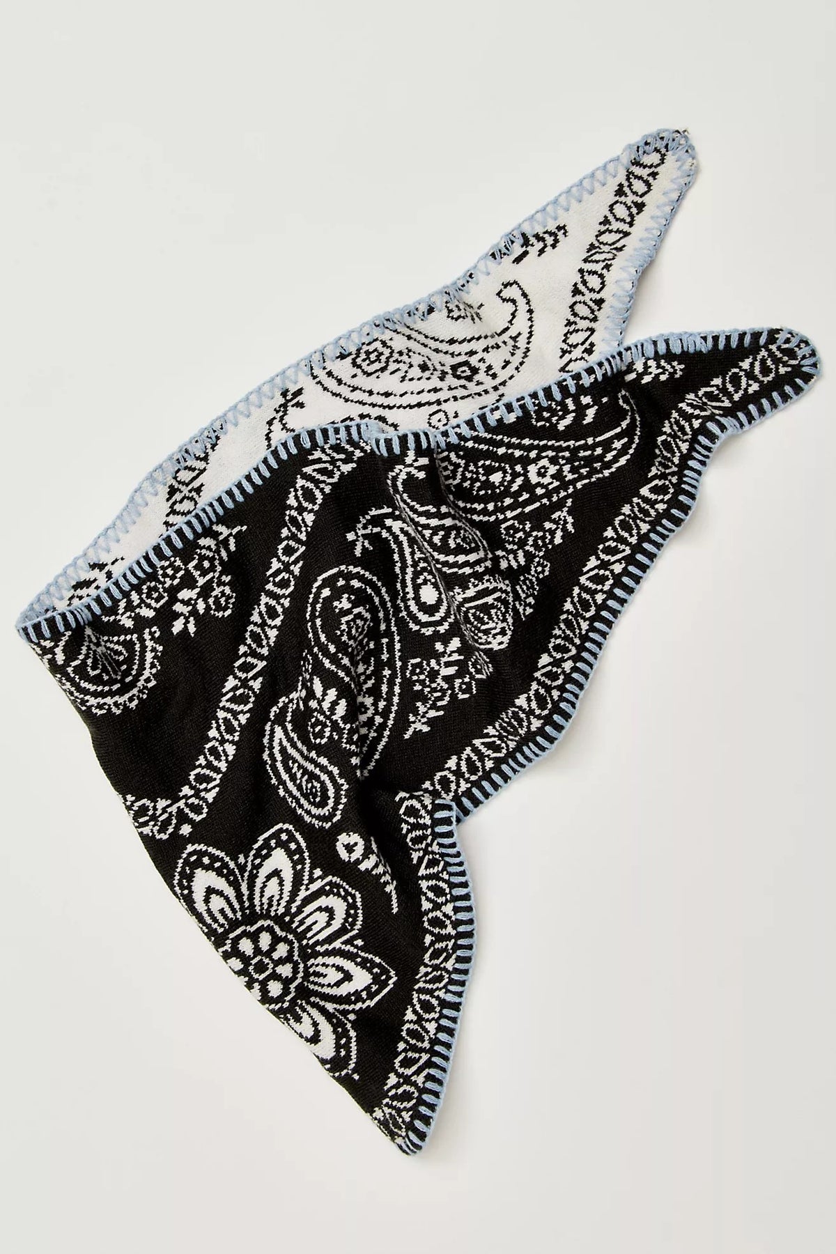 Heirloom Paisley Knitted Triangle Bandana Scarf in Black - Women's Square Scarves | Urban Daizy