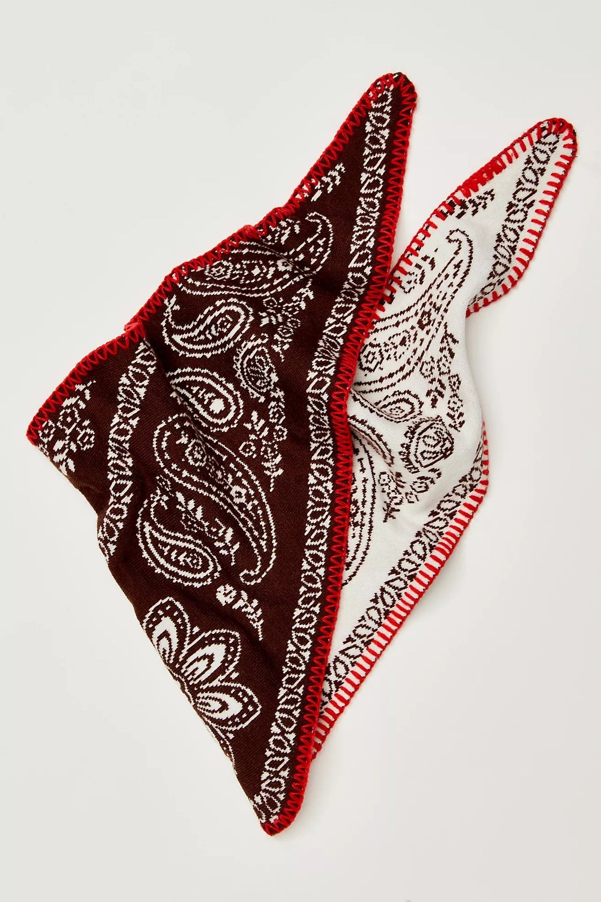 Heirloom Paisley Knitted Triangle Bandana Scarf in Brown - Women's Square Scarves | Urban Daizy