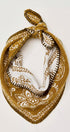 Heirloom Paisley Knitted Triangle Bandana Scarf in Mustard - Women's Square Scarves | Urban Daizy