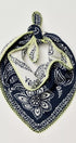 Heirloom Paisley Knitted Triangle Bandana Scarf in Navy - Women's Square Scarves | Urban Daizy