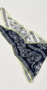 Heirloom Paisley Knitted Triangle Bandana Scarf in Navy - Women's Square Scarves | Urban Daizy
