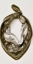 Heirloom Paisley Knitted Triangle Bandana Scarf in Olive - Women's Square Scarves | Urban Daizy