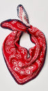 Heirloom Paisley Knitted Triangle Bandana Scarf in Red - Women's Square Scarves | Urban Daizy