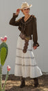 Embroidered Ruffle Western Blouse with Balloon Sleeves in Brown - Women's Blankets | Urban Daizy
