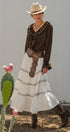 Embroidered Ruffle Western Blouse with Balloon Sleeves in Brown - Women's Blankets | Urban Daizy