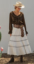 Embroidered Ruffle Western Blouse with Balloon Sleeves in Brown - Women's Blankets | Urban Daizy