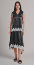 Scalloped Lace Trim Satin Sleeveless Top in Black - Women's Shirts & Blouses | Urban Daizy