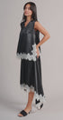 Scalloped Lace Trim Satin Sleeveless Top in Black - Women's Shirts & Blouses | Urban Daizy