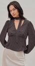 Polka Dot Satin Blouse With Tie Neck in Black - Women's Blankets | Urban Daizy