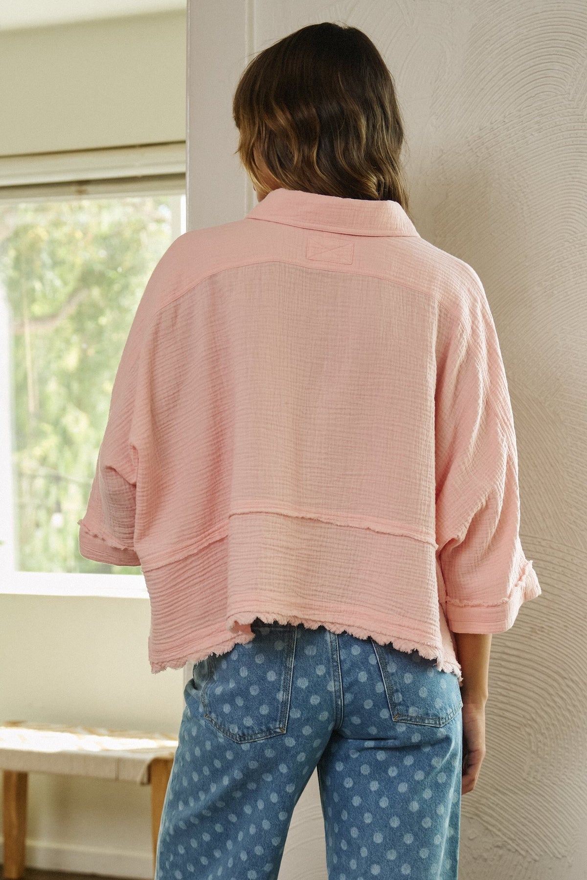 Soft Focus Gauze Button Down Shirt in Pink - Women's Shirts & Blouses | Urban Daizy