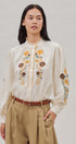 Floral Embroidered Ruffle Collar Cotton Blouse in Ivory - Women's Blankets | Urban Daizy