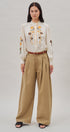 Floral Embroidered Ruffle Collar Cotton Blouse in Ivory - Women's Blankets | Urban Daizy