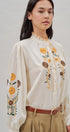 Floral Embroidered Ruffle Collar Cotton Blouse in Ivory - Women's Blankets | Urban Daizy