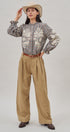 Floral Embroidered Gingham Blouse with Ruffle Collar in Brown Navy - Women's Blankets | Urban Daizy