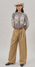 Floral Embroidered Gingham Blouse with Ruffle Collar in Brown Navy - Women's Blankets | Urban Daizy